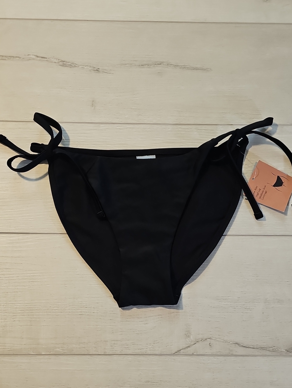 Shade & Shore Women's M Solid Black Tie-Side Bikini Bottom
